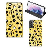 Mobiel BookCase Samsung Galaxy S21 Plus Punk Geel