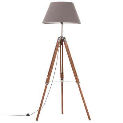 vidaXL Vloerlamp driepoot 141 cm massief teakhout honingbruin en grijs