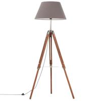 vidaXL Vloerlamp driepoot 141 cm massief teakhout honingbruin en grijs