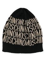 Moschino bonnet en maille fine à logo intarsia - Noir - thumbnail