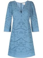 Marchesa Rosa robe courte à broderies anglaises - Bleu