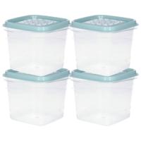 Vershoudbakjes Hega - set van 6x stuks - 0.7 liter - transparant/groen - L11 x B11 x H12 cm