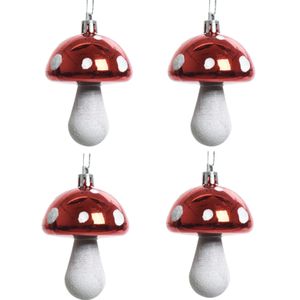 8x Kerstboomhangers rode paddenstoelen 7 cm kerstversiering