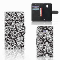 Nokia 2 Hoesje Black Flowers