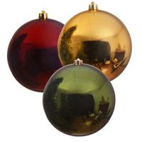 3x stuks grote kerstballen van 20 cm glans van kunststof groen goud en rood