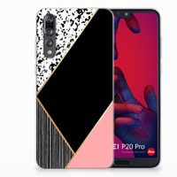 Huawei P20 Pro TPU Hoesje Zwart Roze Vormen - thumbnail