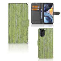 Motorola Moto G22 Book Style Case Green Wood