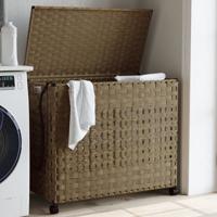 VidaXL Wasmand op wielen 66x35x60 cm rattan - thumbnail