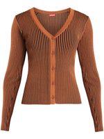 STAUD cardigan en maille à design nervuré - Marron