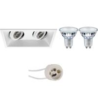 Philips - Led Spot Set - Master 927 36d Vle - Pragmi Zano Pro - Gu10 Fitting - Dimtone Dimbaar - Inbouw Rechthoek Dubbel