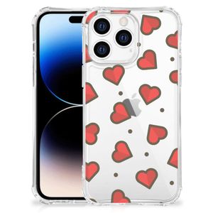 Apple iPhone 14 Pro Max Doorzichtige Silicone Hoesje Hearts