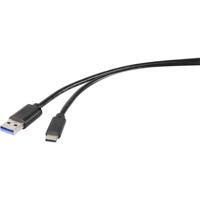 Renkforce USB-kabel USB 3.2 Gen1 (USB 3.0 / USB 3.1 Gen1) USB-A stekker, USB-C stekker 0.15 m Zwart RF-4536470 - thumbnail