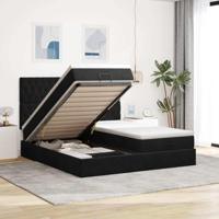 vidaXL Ottoman bed met matrassen en LED's 180x200cm fluweel zwart, bedframe, ottoman bedframe, bedframe met opbergruimte onder het bed, bedframe met opbergruimte
