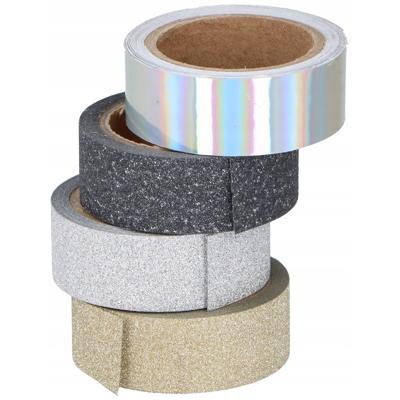 Scrapbook zelfklevend tape / washi tape met glitters - 4 rollen - DIY hobby materiaal Scrapbook zelfklevend tape / washi tape met glitters - 4 rollen - DIY hobby materiaal