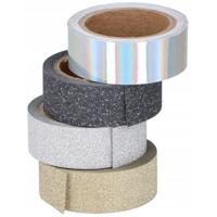 Scrapbook zelfklevend tape / washi tape met glitters - 4 rollen - DIY hobby materiaal