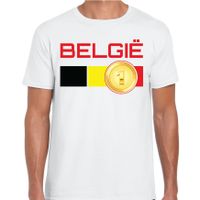 Belgie landen shirt met gouden medaille en Belgische vlag wit voor heren 2XL  -