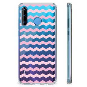 Huawei P30 Lite Doorzichtige Silicone Hoesje Waves Roze