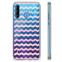 Huawei P30 Lite Doorzichtige Silicone Hoesje Waves Roze - thumbnail