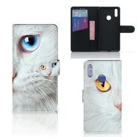 Huawei Y7 (2019) Telefoonhoesje met Pasjes Witte Kat - thumbnail