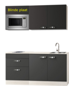 Kitchenette antraciet 180cm met magnetron KIT-0116