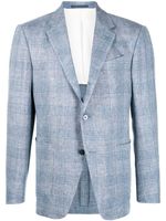 Zegna blazer boutonné à carreaux - Bleu - thumbnail