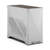 Fractal Design Era 2 ITX PC Case in zilver - Slank geanodiseerd aluminium, massief walnoot top, ondersteunt 3-slots GPU's, PCIe 4.0 Riser-kabel inbegrepen