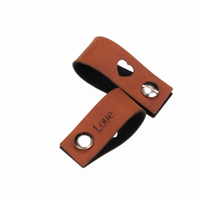 Leren Vouw Label 'Love' en 'hartje' uitgestanst 2x10cm