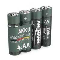 ANSMANN wilde camera oplaadbare batterij Mignon AA LR06 2100 mAh 1,2V Ni-MH, 4 stuks, oplaadbaar, voor wilde camera dier observatie nachtzicht surveillance vervangende batterij