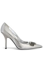 DSQUARED2 100mm logo-plaque leather pumps - SILVER