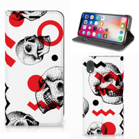 Mobiel BookCase Apple iPhone Xr Skull Red