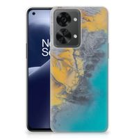 OnePlus Nord 2T TPU Siliconen Hoesje Marble Blue Gold - thumbnail