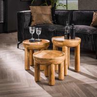 LifestyleFurn Ronde Salontafel Arnetra Set van 3 stuks, Acaciahout - Massief acacia naturel