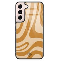 Samsung Galaxy S22 glazen hardcase - Abstract swirl geel