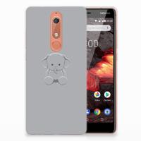 Nokia 5.1 (2018) Telefoonhoesje met Naam Grijs Baby Olifant