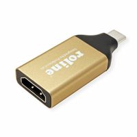 ROLINE 12.03.3231 tussenstuk voor kabels USB Type-C HDMI Zwart, Goud - thumbnail