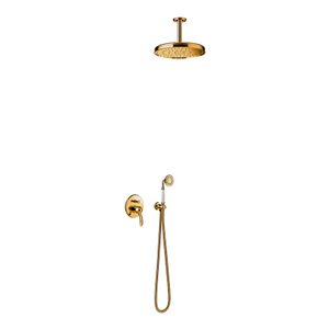 Regendouche set Tres Clasic | Inbouw | Mengkraan | 2-weg | Vintage | 24k Goud glans