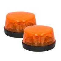 LED zwaailamp/zwaailicht met sirene - 2x - oranje waarschuwingslicht - 7 cm