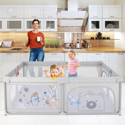 Babybox 206 x 147 cm Opvouwbaar Box met 50 Ballen 2 Deuren Zijvak Ademend Net en Ritssluiting Box voor Zuigelingen en Peuters Babybox 206 x 147 cm Opvouwbaar Box met 50 Ballen 2 Deuren Zijvak Ademend Net en Ritssluiting Box voor Zuigelingen en Peuters