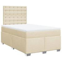 vidaXL Boxspring met matras stof crèmekleurig 120x200 cm, boxspring, ledikant, bedframe, bed, boxspring bed, bedbodem, seniorenbed, senioren bed