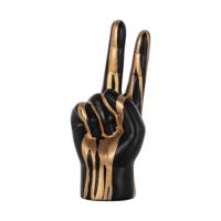 Richmond Decoratie Hand Peace - Zwart/Goud