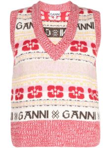 GANNI débardeur à logo en intarsia - Rose