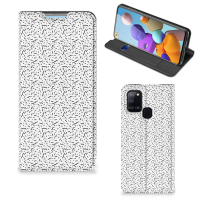 Samsung Galaxy A21s Hoesje met Magneet Stripes Dots