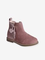 Leren boots met pompon kleutercollectie meisjes rozen - thumbnail