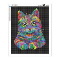 Diamond Painting Canvas Limited Editions - Regenboog Kat - thumbnail