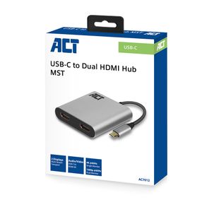 ACT USB-C naar HDMI Dual monitor MST female adapter 4K