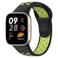 By Qubix - Siliconen sportband - Zwart met groen - Compatible met Xiaomi Redmi Watch 3 - Compatible Xiaomi bandje