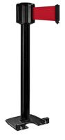 Buitenpaal, zwart, zware basis met wieltjes, riem, 10 m/100 mm, rood