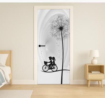 3d paardenbloem en fiets deursticker