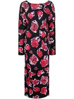 Marni robe longue à roses imprimées - Noir