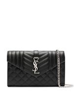 Saint Laurent pochette matelassé à plaque logo - Noir